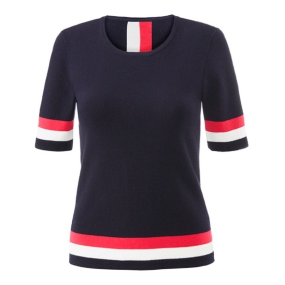 CAbi Tops - CAbi Hampton Shell Sweater Navy Stripe Small #5134